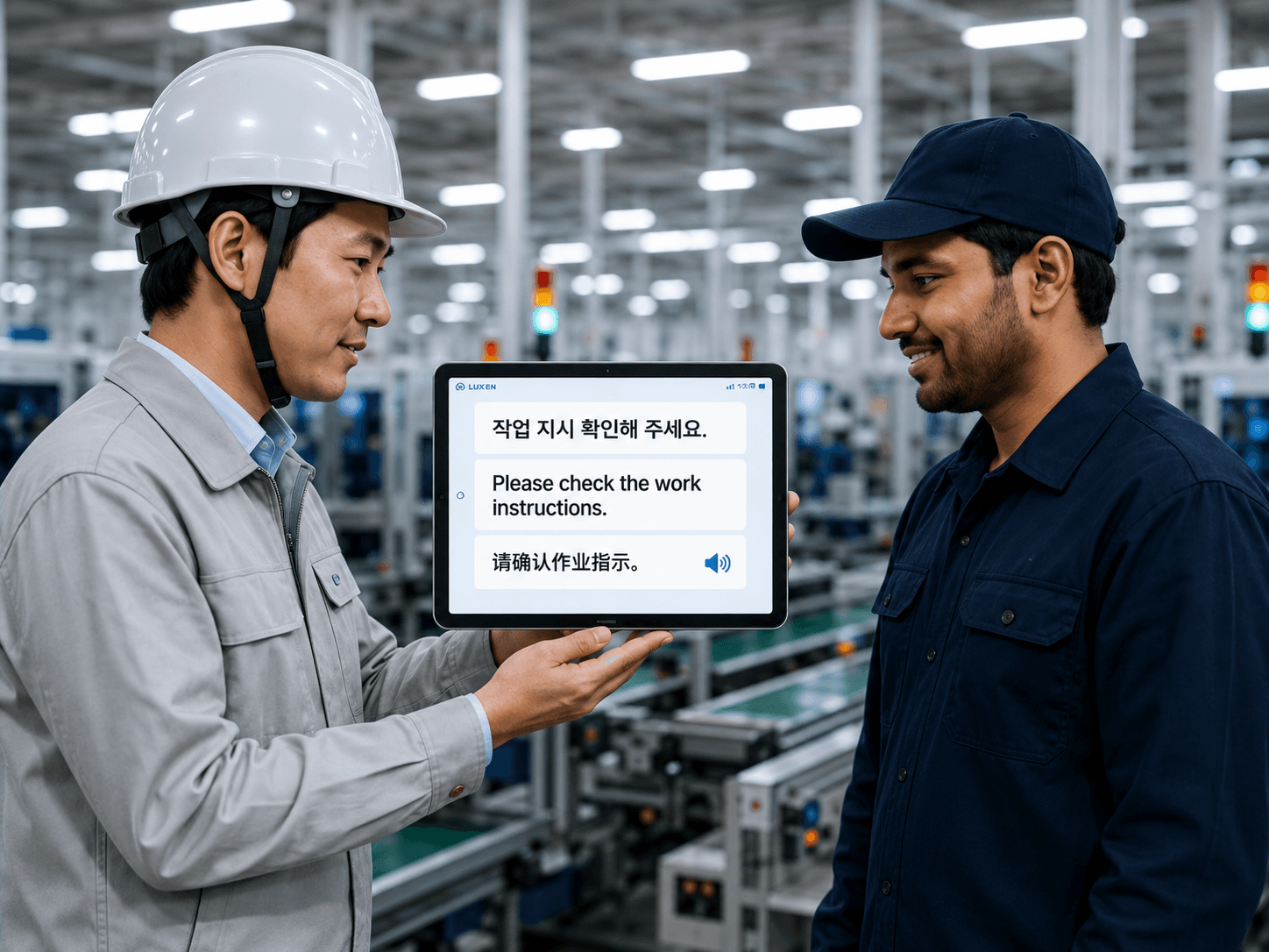 Multilingual on-site communication between manager and local workers